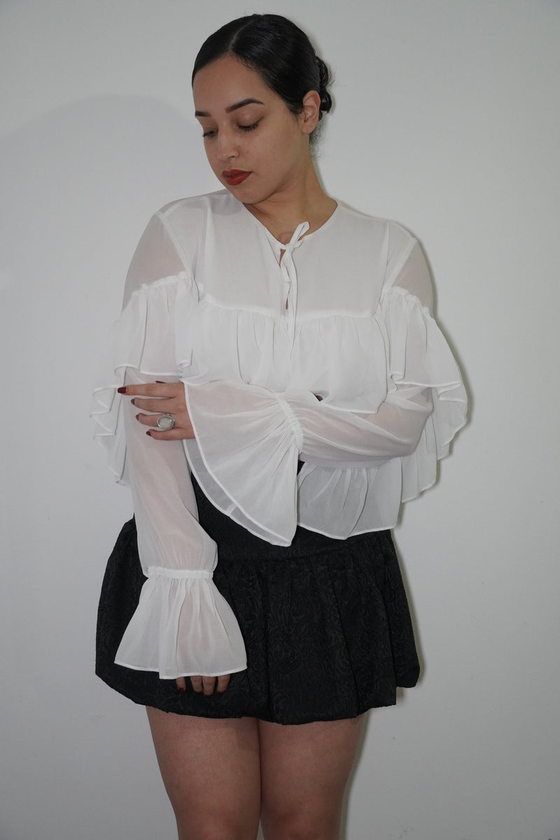 MARIANA BLUSA CROP GASA IVORY