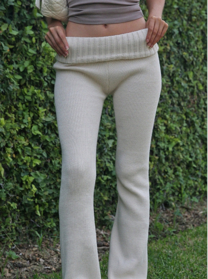 LUXE KNIT FLARE PANT CREMA